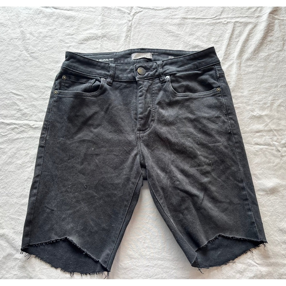 DL1961 Nick Slim Black Cut Off Denim Shorts Mens 28 Frayed Hem Raw Edge
